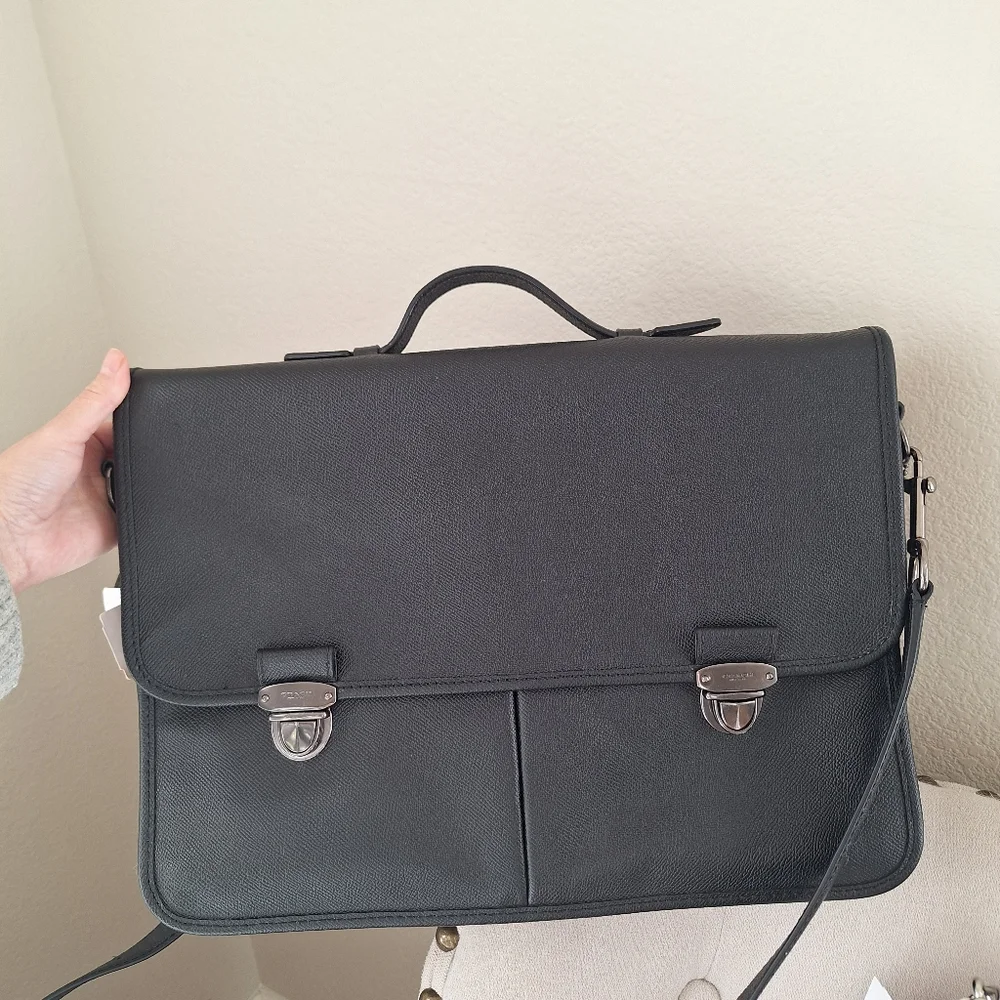 New NWT Coach Men's Leather Briefcase Bag OUT PRINT